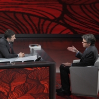 Foto Nicoloro G.  20/03/2011 Milano Trasmissione televisiva su Rai3 " Che tempo che fa " condotta da Fabio Fazio. nella foto Fabio Fazio – Jonathan Franzen