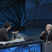Foto Nicoloro G. 20/03/2011 Milano Trasmissione televisiva su Rai3 " Che tempo che fa " condotta da Fabio Fazio. nella foto Fabio Fazio – Giuliano Amato