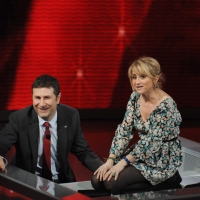 Foto Nicoloro G. 20/03/2011 Milano Trasmissione televisiva su Rai3 " Che tempo che fa " condotta da Fabio Fazio. nella foto Fabio Fazio – Luciana Littizzetto