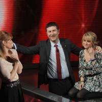 Foto Nicoloro G. 20/03/2011 Milano Trasmissione televisiva su Rai3 " Che tempo che fa " condotta da Fabio Fazio. nella foto Filippa Lagerback – Fabio Fazio – Luciana Littizzetto