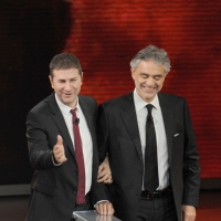 Foto Nicoloro G. 20/11/2011 Milano Trasmissione televisiva su Rai3″ Che tempo che fa ” condotta da Fabio Fazio. nella foto Fabio Fazio – Andrea Bocelli