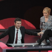 Foto Nicoloro G. 20/11/2011 Milano Trasmissione televisiva su Rai3″ Che tempo che fa ” condotta da Fabio Fazio. nella foto Fabio Fazio – Luciana Littizzetto