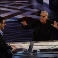 Foto Nicoloro G.   21/02/2015   Milano    Trasmissione televisiva su Rai 3 \" Che fuori tempo che f a \". nella foto Fabio Fazio con l\' attore Teo Teocoli.