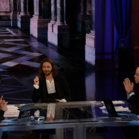 Foto Nicoloro G.   21/02/2015   Milano    Trasmissione televisiva su Rai 3 " Che fuori tempo che f a ". nella foto da sinistra Fabio Fazio, l' attore Silvio Muccino e il giornalista Massimo Gramellini.