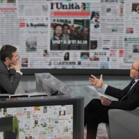 Foto Nicoloro G. 22/01/2011 Milano Trasmissione televisiva su Rai3 " Che tempo che fa " condotta da Fabio Fazio. nella foto Fabio Fazio – Massimo Gramellini