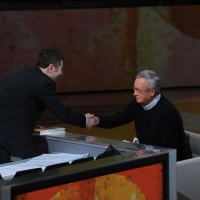 Foto Nicoloro G. 22/01/2012 Milano Trasmissione televisiva su Rai3 " Che tempo che fa " condotta da Fabio Fazio. nella foto Fabio Fazio – Giulio Tremonti