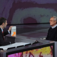 Foto Nicoloro G. 22/01/2012 Milano Trasmissione televisiva su Rai3 " Che tempo che fa " condotta da Fabio Fazio. nella foto Fabio Fazio – Giulio Tremonti