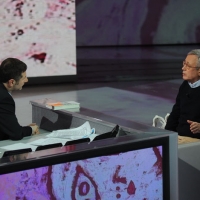 Foto Nicoloro G. 22/01/2012 Milano Trasmissione televisiva su Rai3 " Che tempo che fa " condotta da Fabio Fazio. nella foto Fabio Fazio – Giulio Tremonti