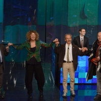 Foto Nicoloro G. 23/02/2013 Milano Trasmissione televisiva su Rai3 ” Che tempo che fa ” condotta da Fabio Fazio. nella foto Angela Finocchiaro – Il trio Aldo, Giovanni e Giacomo – Fabio Fazio