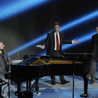Foto Nicoloro G. 23/01/2011 Milano Trasmissione televisiva su Rai3 " Che tempo che fa " condotta da Fabio Fazio. nella foto Stefano Bollani – Fabio Fazio – David Riondino