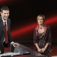 Foto Nicoloro G. 23/01/2011 Milano Trasmissione televisiva su Rai3 " Che tempo che fa " condotta da Fabio Fazio. nella foto Fabio Fazio – Roberta De Monticelli