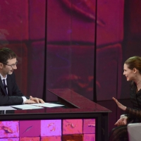 Foto Nicoloro G. 24/02/2013 Milano Trasmissione televisiva su Rai3 ” Che tempo che fa ” condotta da Fabio Fazio. nella foto Fabio Fazio – Bianca Balti