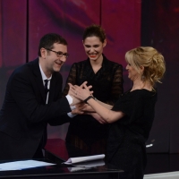 Foto Nicoloro G. 24/02/2013 Milano Trasmissione televisiva su Rai3 ” Che tempo che fa ” condotta da Fabio Fazio. nella foto Fabio Fazio – Bianca Balti – Luciana Littizzetto