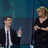 Foto Nicoloro G. 24/02/2013 Milano Trasmissione televisiva su Rai3 ” Che tempo che fa ” condotta da Fabio Fazio. nella foto Fabio Fazio – Luciana Littizzetto