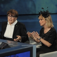 Foto Nicoloro G. 24/12/2011 Milano Trasmissione televisiva su Rai3 " Che tempo che fa " condotta da Fabio Fazio. nella foto Franca Valeri – Luciana Littizzetto