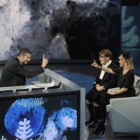 Foto Nicoloro G. 24/12/2011 Milano Trasmissione televisiva su Rai3 " Che tempo che fa " condotta da Fabio Fazio. nella foto Fabio Fazio – Franca Valeri – Luciana Littizzetto