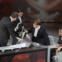 Foto Nicoloro G. 24/12/2011 Milano Trasmissione televisiva su Rai3 " Che tempo che fa " condotta da Fabio Fazio. nella foto Fabio Fazio – Franca Valeri – Luciana Littizzetto