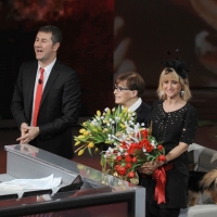Foto Nicoloro G. 24/12/2011 Milano Trasmissione televisiva su Rai3 " Che tempo che fa " condotta da Fabio Fazio. nella foto Fabio Fazio – Franca Valeri – Luciana Littizzetto