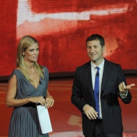 Foto Nicoloro G. 25/09/2011 Milano Trasmissione televisiva su Rai3 " Che tempo che fa " condotta da Fabio Fazio. nella foto Filippa Lagerback – Fabio Fazio