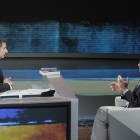 Foto Nicoloro G. 25/09/2011 Milano Trasmissione televisiva su Rai3 " Che tempo che fa " condotta da Fabio Fazio. nella foto Fabio Fazio – Vito Mancuso