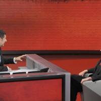 Foto Nicoloro G. 25/09/2011 Milano Trasmissione televisiva su Rai3 " Che tempo che fa " condotta da Fabio Fazio. nella foto Fabio Fazio – Cecilia Strada