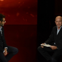 Foto Nicoloro G.   26/09/2015   Milano   Prima serata della nuova serie di trasmissioni su Rai 3 ' Che fuori tempo che fa '. nella foto Fabio Fazio e il giornalista Massimo Gramellini