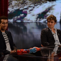 Foto Nicoloro G.   26/09/2015   Milano   Prima serata della nuova serie di trasmissioni su Rai 3 ' Che fuori tempo che fa '. nella foto Fabio Aru, a sinistra, e Riccardo Scamarcio.