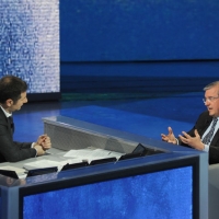 Foto Nicoloro G. 26/11/2011 Milano Trasmissione televisiva su Rai3 " Che tempo che fa " condotta da Fabio Fazio. nella foto Fabio Fazio – Massimo Mucchetti