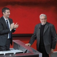Foto Nicoloro G. 26/11/2011 Milano Trasmissione televisiva su Rai3 " Che tempo che fa " condotta da Fabio Fazio. nella foto Fabio Fazio – Ettore Scola