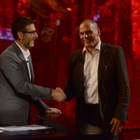 Foto Nicoloro G. 27/09/2015 Milano Trasmissione televisiva su Rai 3 ' Che tempo che fa '. nella foto Fabio Fazio e l' ex ministro delle Finanze greco Gianis Varoufakis.