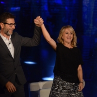 Foto Nicoloro G.  27/09/2015   Milano  Trasmissione televisiva su Rai 3 \' Che tempo che fa \'. nella foto Fabio Fazio e Luciana Littizzetto.