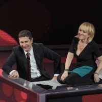 Foto Nicoloro G. 26/11/2011 Milano Trasmissione televisiva su Rai3 " Che tempo che fa " condotta da Fabio Fazio. nella foto Fabio Fazio – Luciana Littizzetto