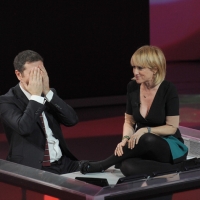 Foto Nicoloro G. 26/11/2011 Milano Trasmissione televisiva su Rai3 " Che tempo che fa " condotta da Fabio Fazio. nella foto Fabio Fazio – Luciana Littizzetto