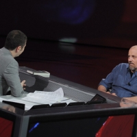 Foto Nicoloro G. 28/04/2012 Milano Trasmissione televisiva su Rai3 ” Che tempo che fa ” condotta da Fabio Fazio. nella foto Fabio Fazio – Marco Paolini