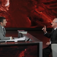 Foto Nicoloro G. 28/04/2012 Milano Trasmissione televisiva su Rai3 ” Che tempo che fa ” condotta da Fabio Fazio. nella foto Fabio Fazio – Cesare Romiti