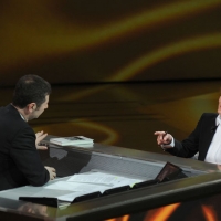 Foto Nicoloro G. 29/04/2012 Milano Trasmissione televisiva su Rai3 ” Che tempo che fa ” condotta da Fabio Fazio. nella foto Fabio Fazio – Rossana Luttazzi