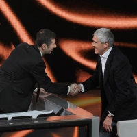 Foto Nicoloro G. 29/04/2012 Milano Trasmissione televisiva su Rai3 ” Che tempo che fa ” condotta da Fabio Fazio. nella foto Fabio Fazio – Pier Ferdinando Casini