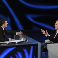 Foto Nicoloro G. 29/04/2012 Milano Trasmissione televisiva su Rai3 ” Che tempo che fa ” condotta da Fabio Fazio. nella foto Fabio Fazio – Pier Ferdinando Casini
