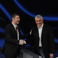 Foto Nicoloro G. 29/04/2012 Milano Trasmissione televisiva su Rai3 ” Che tempo che fa ” condotta da Fabio Fazio. nella foto Fabio Fazio – Pier Ferdinando Casini