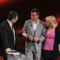 Foto Nicoloro G. 29/04/2012 Milano Trasmissione televisiva su Rai3 ” Che tempo che fa ” condotta da Fabio Fazio. nella foto Fabio Fazio – Alessandro Del Piero – Luciana Littizzetto