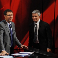 Foto Nicoloro G. 29/10/2012 Milano Trasmissione televisiva su Rai3 ” Che tempo che fa ” condotta da Fabio Fazio. nella foto Fabio Fazio – Nichi Vendola