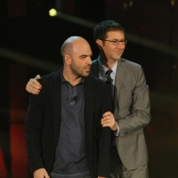 Foto Nicoloro G. 29/10/2012 Milano Trasmissione televisiva su Rai3 ” Che tempo che fa ” condotta da Fabio Fazio. nella foto Roberto Saviano – Fabio Fazio
