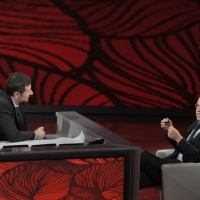 Foto Nicoloro G. 29/01/2011 Milano Trasmissione televisiva su Rai3 " Che tempo che fa " condotta da Fabio Fazio. nella foto Fabio Fazio – Enrico Mentana