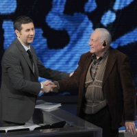 Foto Nicoloro G. 30/01/2011 Milano Trasmissione televisiva su Rai3 " Che tempo che fa " condotta da Fabio Fazio. nella foto Fabio Fazio – Thomas Geve