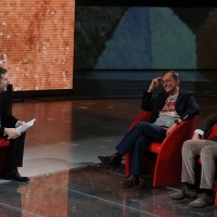 Foto Nicoloro G. 03/03/2012 Milano Trasmissione televisiva su Rai3 ” Che tempo che fa ” condotta da Fabio Fazio. nella foto Fabio Fazio – Roberto Vecchioni – Vito Mancuso