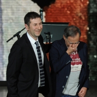 Foto Nicoloro G. 03/03/2012 Milano Trasmissione televisiva su Rai3 ” Che tempo che fa ” condotta da Fabio Fazio. nella foto Fabio Fazio – Roberto Vecchioni