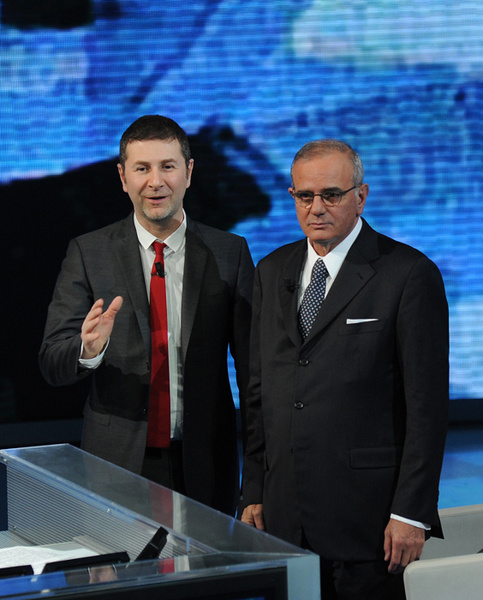 Foto Nicoloro G. 04/03/2012 Milano Trasmissione televisiva su Rai3 ” Che tempo che fa ” condotta da Fabio Fazio. nella foto Fabio Fazio – Attilio Befera