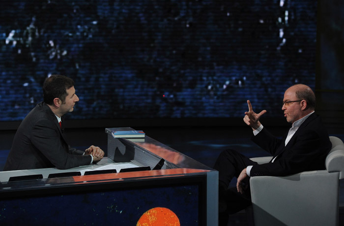 Foto Nicoloro G. 04/03/2012 Milano Trasmissione televisiva su Rai3 ” Che tempo che fa ” condotta da Fabio Fazio. nella foto Fabio Fazio – Massimo Gramellini