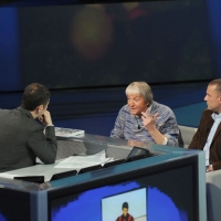 Foto Nicoloro G. 10/12/2011 Milano Trasmissione televisiva su Rai3 " Che tempo che fa " condotta da Fabio Fazio. nella foto Fabio Fazio – Flavio Caroli – Giorgio Welter