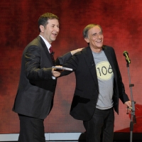 Foto Nicoloro G. 10/12/2011 Milano Trasmissione televisiva su Rai3 " Che tempo che fa " condotta da Fabio Fazio. nella foto Fabio Fazio – Roberto Vecchioni